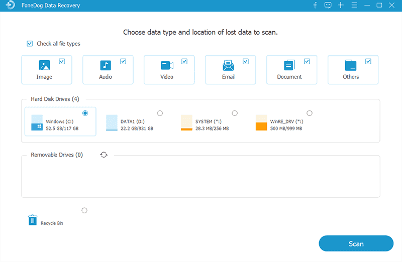 La migliore alternativa a iBeesoft Data Recovery: FoneDog Data Recovery: scegli l'archiviazione