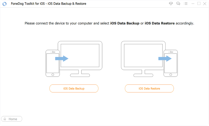 Scarica, installa, esegui FoneDog iOS Backup e ripristino dati e collega iPhone
