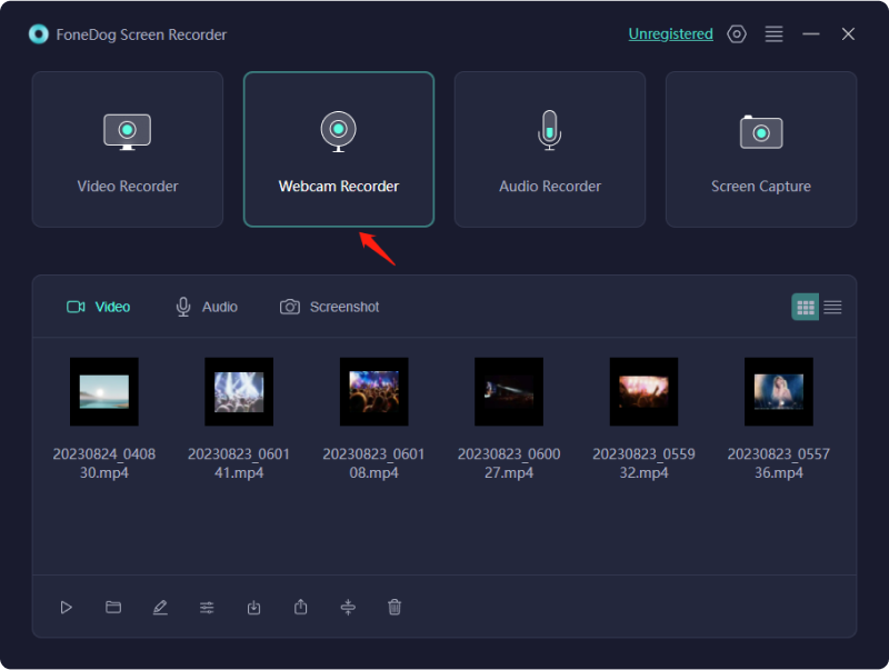 Acquisizione webcam - Registratore schermo FoneDog: scegli la modalità