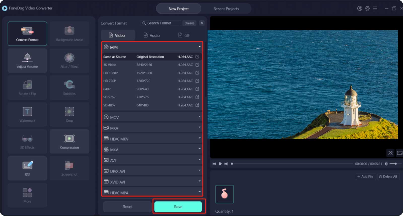 Come realizzare video a schermo intero utilizzando Fonedog Video Converter: scegli il formato