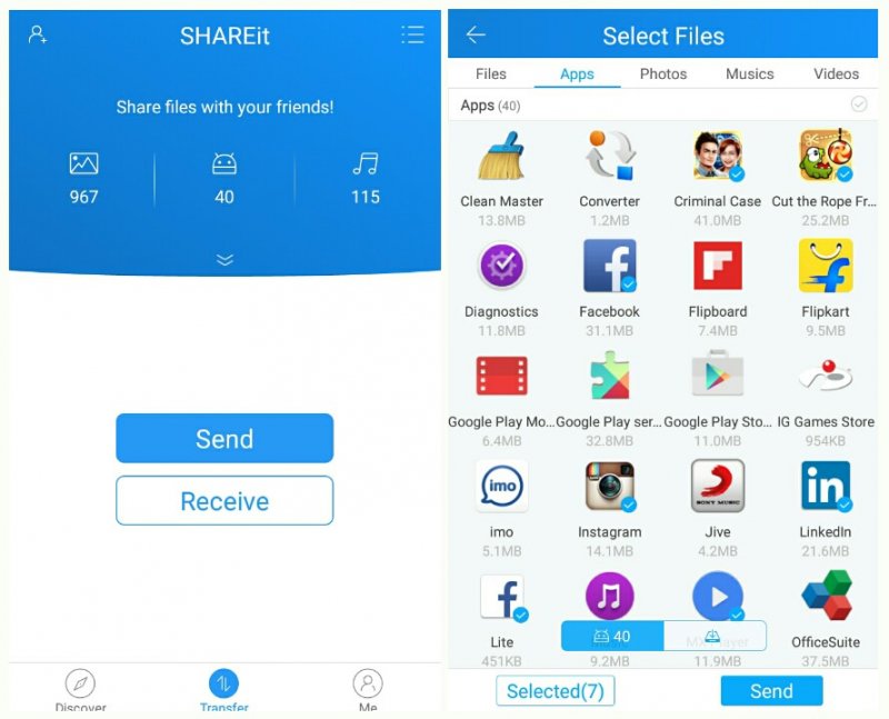 Anteprima delle foto iPhone trasferite su Android Uing ShareIt