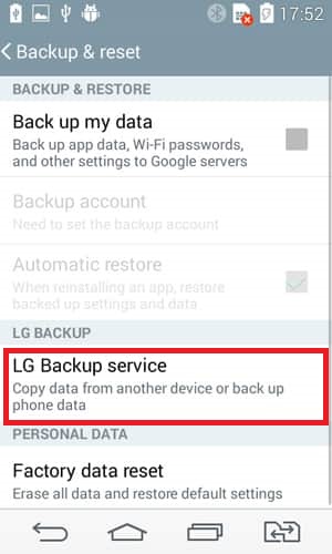 Fare clic su LG Backup Services per ripristinare i messaggi