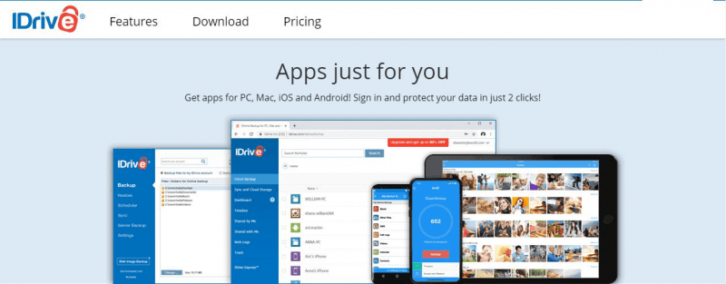 Sito Web dell'app iDrive