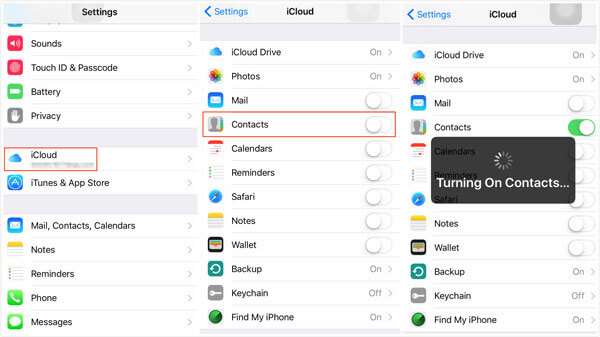 Backup dei contatti di iPhone su Icloud