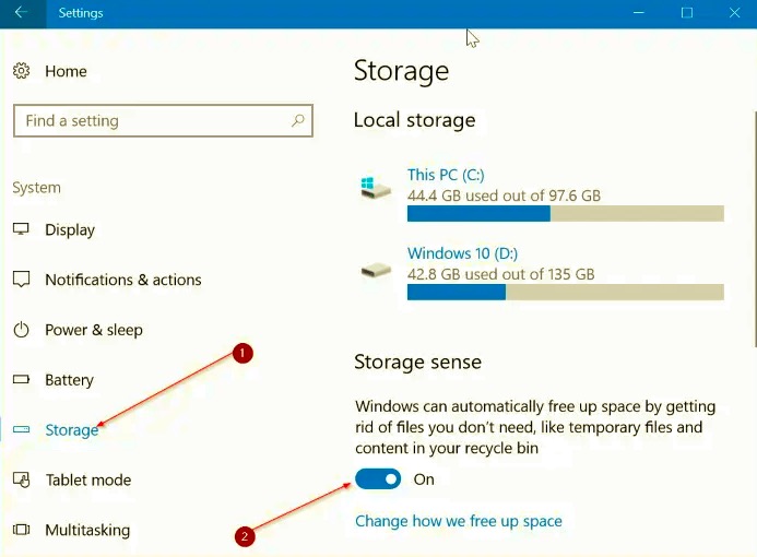 Disattiva il senso di archiviazione per interrompere l'eliminazione automatica dei file nel Cestino