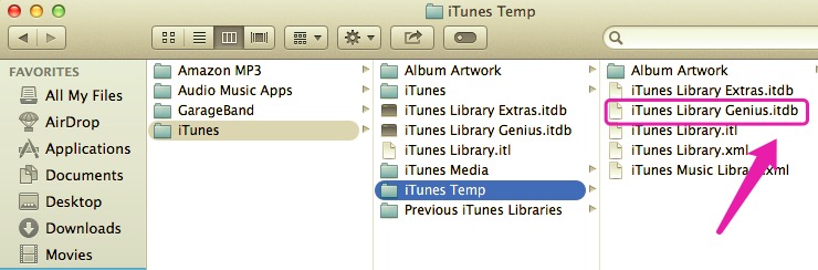 Elimina il database Genius per correggere l'errore 13010 di iTunes