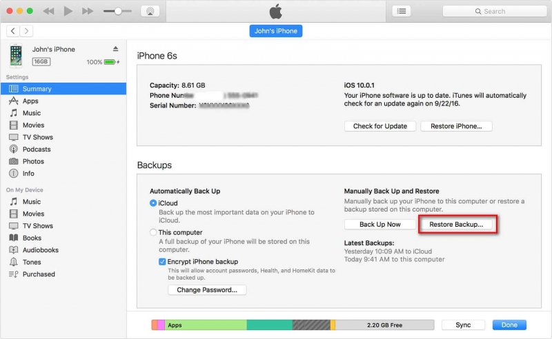 Come recuperare i messaggi persi su iPhone dal backup di iTunes