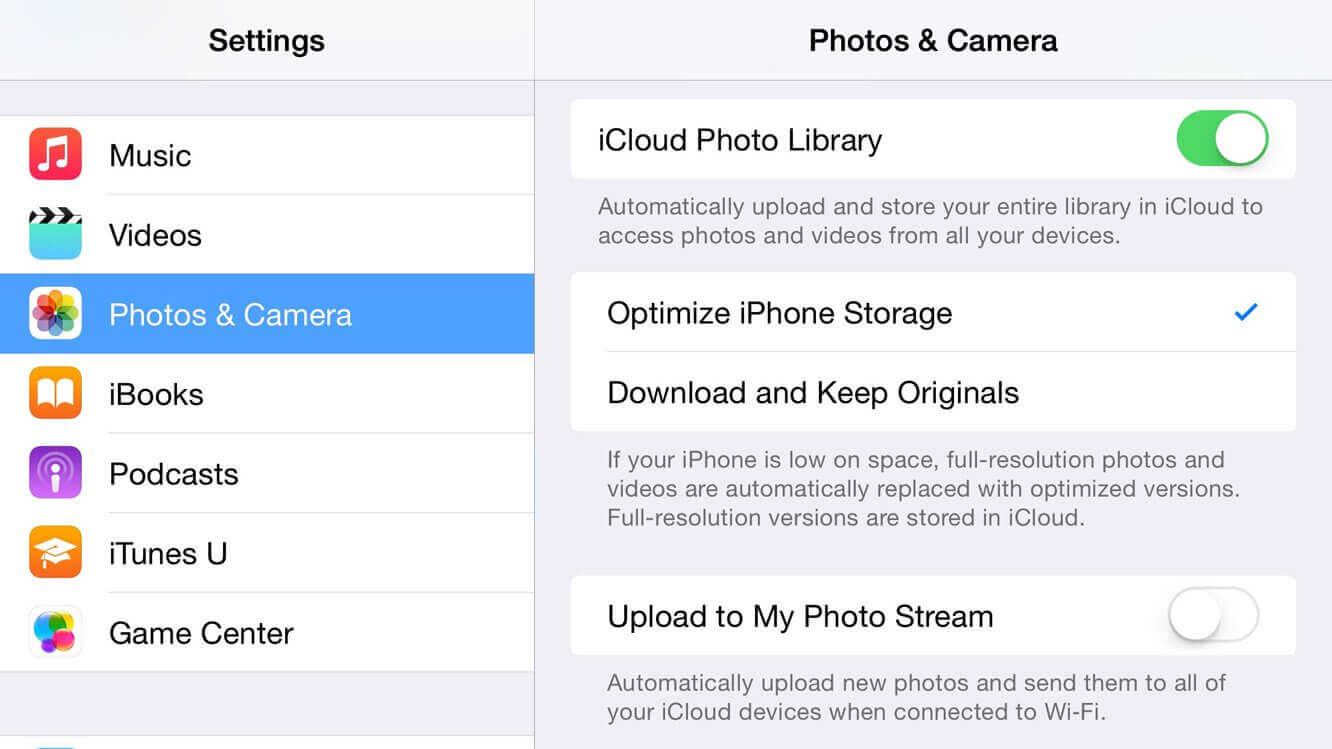 Attiva la libreria di foto di Icloud