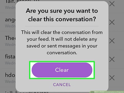 Cancella il messaggio di conversazione di Snapchat