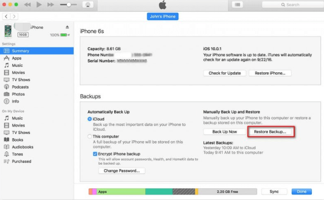 Trova le foto eliminate di recente utilizzando il backup di iTunes