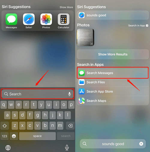 Trova vecchi messaggi di testo su iPhone utilizzando la ricerca Spotlight