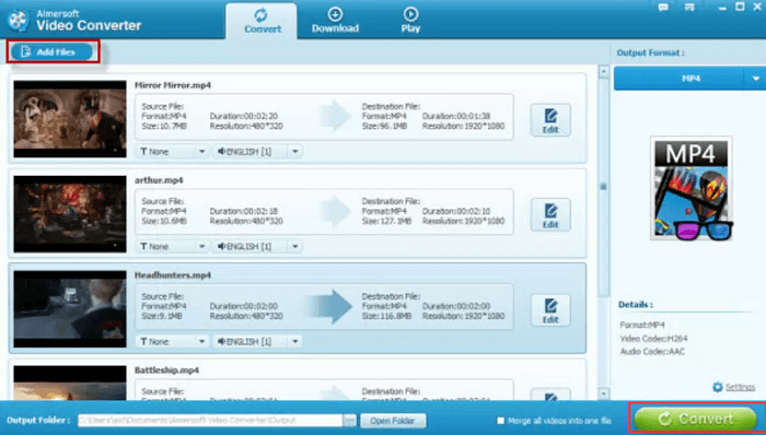 Converti F4V in MP4 utilizzando Aimersoft Video Converter Ultimate