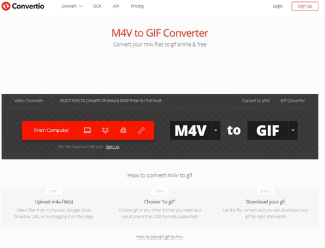 Converti M4V in GIF online utilizzando Convertio