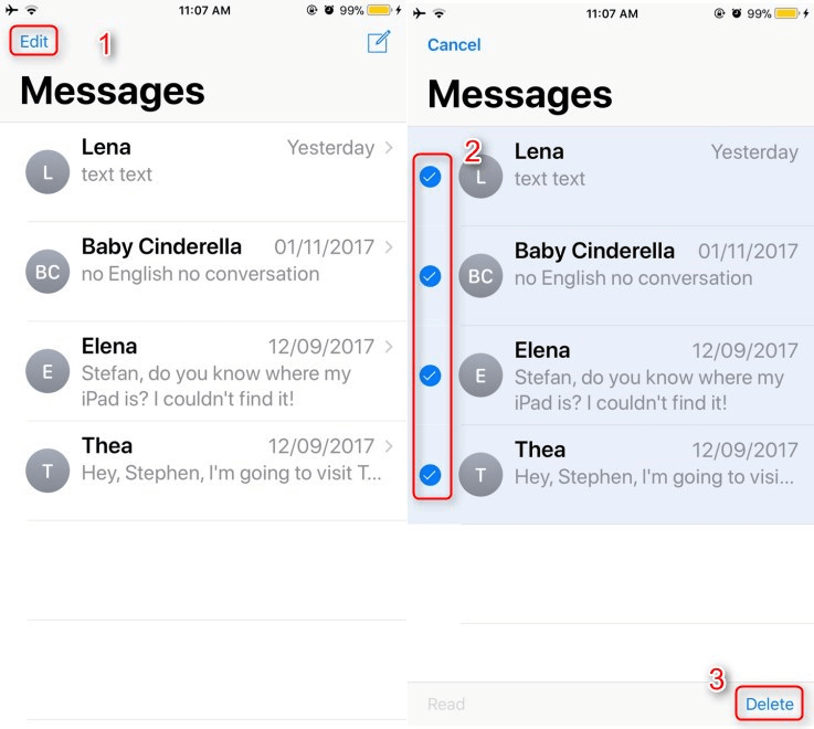 Elimina i messaggi di iPhone: rimuovi più di una conversazione