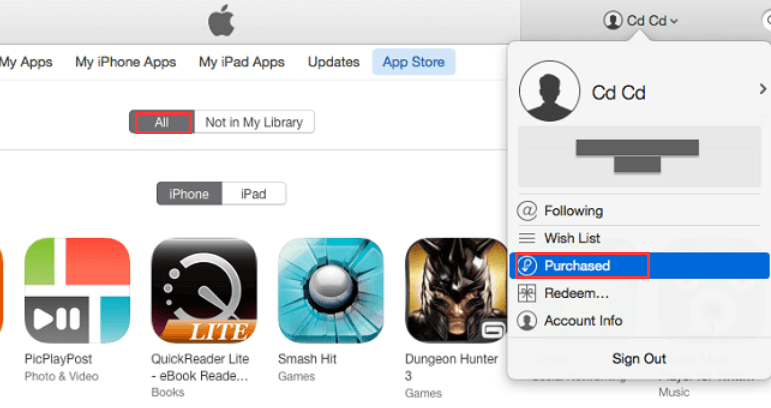 Eliminare la cronologia delle app con iTunes