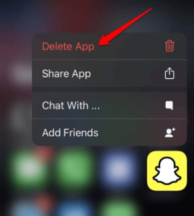 Eliminazione dell'immagine di Snapchat disinstallando Snapchat