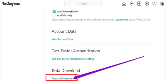 Backup dei dati di Instagram utilizzando i motori di ricerca web