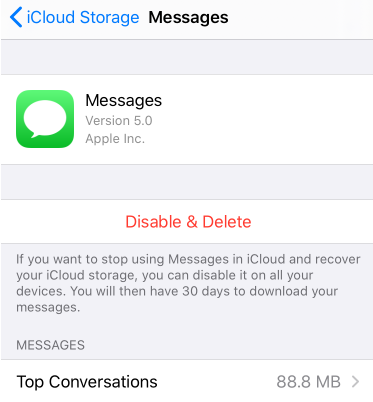 Eliminazione della cronologia di iMessage tramite iCloud