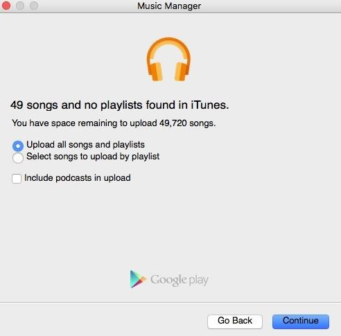 Carica brani su Google Play Music Manager