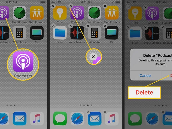 Rimuovi o disinstalla l'app Podcast da iPhone