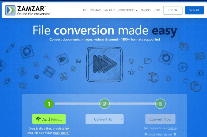 Converti video ACVHD utilizzando ZamZar Converter