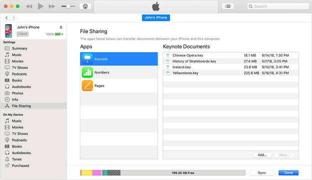 Trasferisci file iPad tramite Condivisione file iTunes