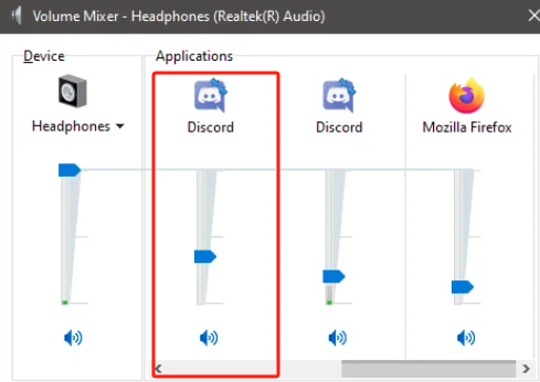 Regola il volume quando Discord non ha audio
