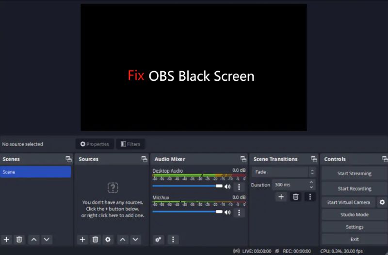 Perché e come risolvere la schermata nera di registrazione di OBS
