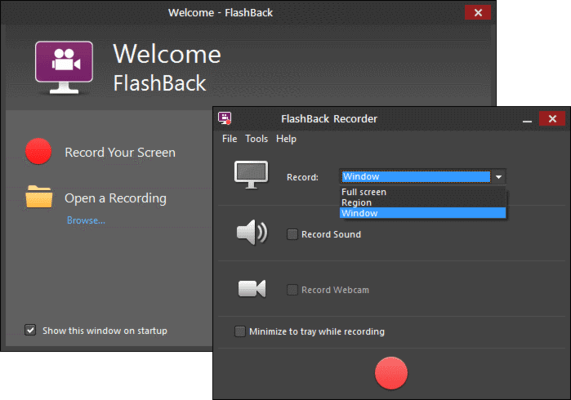 Registratore FlashBack per l'acquisizione di video