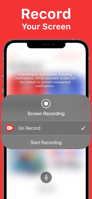 Registrazione dello schermo con audio su iPhone tramite l'app Go Record