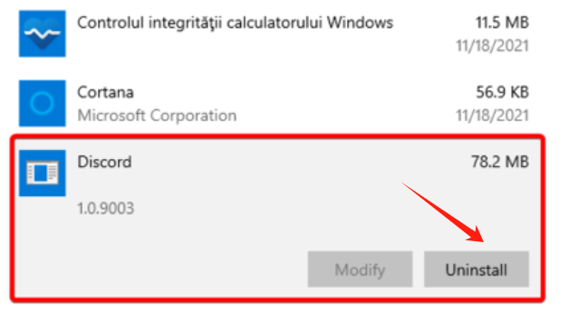 Disinstallare Discord quando appare la schermata grigia di Discord