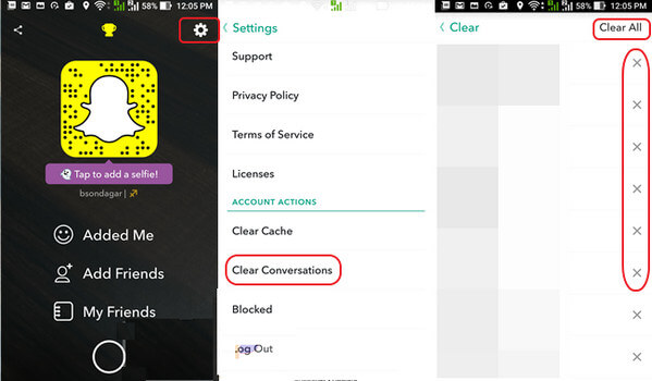 Come eliminare interi thread di messaggi all'interno di Snapchat