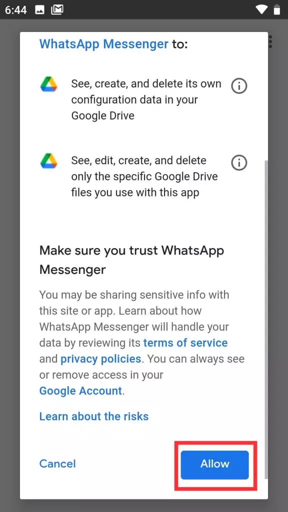 Ripristina WhatsApp dal backup su Android utilizzando la funzione di backup di WhatsApp su Google Drive