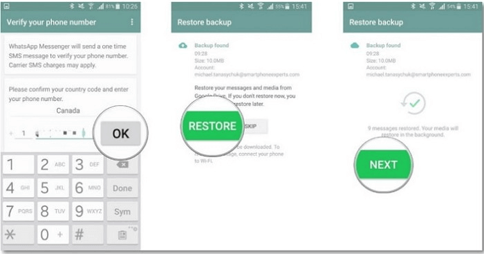 Ripristina WhatsApp da un backup precedente o meno recente